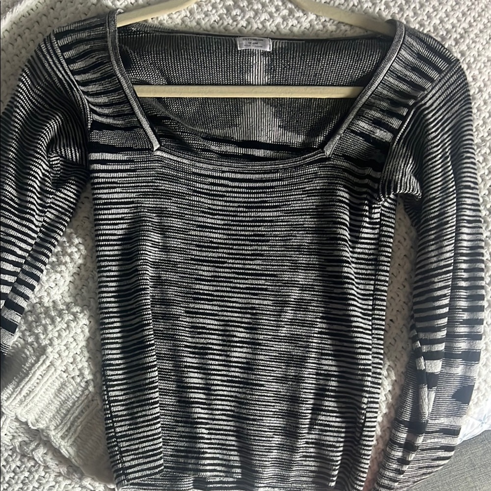 Cotton On Striped Black and White Knit Top